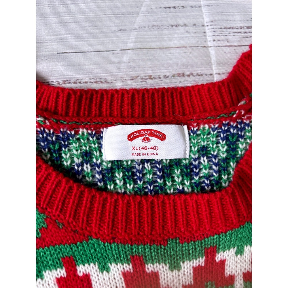 Holiday Time Gorilla Ugly Christmas Sweater Men Red Green Fair Isle XL - Picture 2 of 6